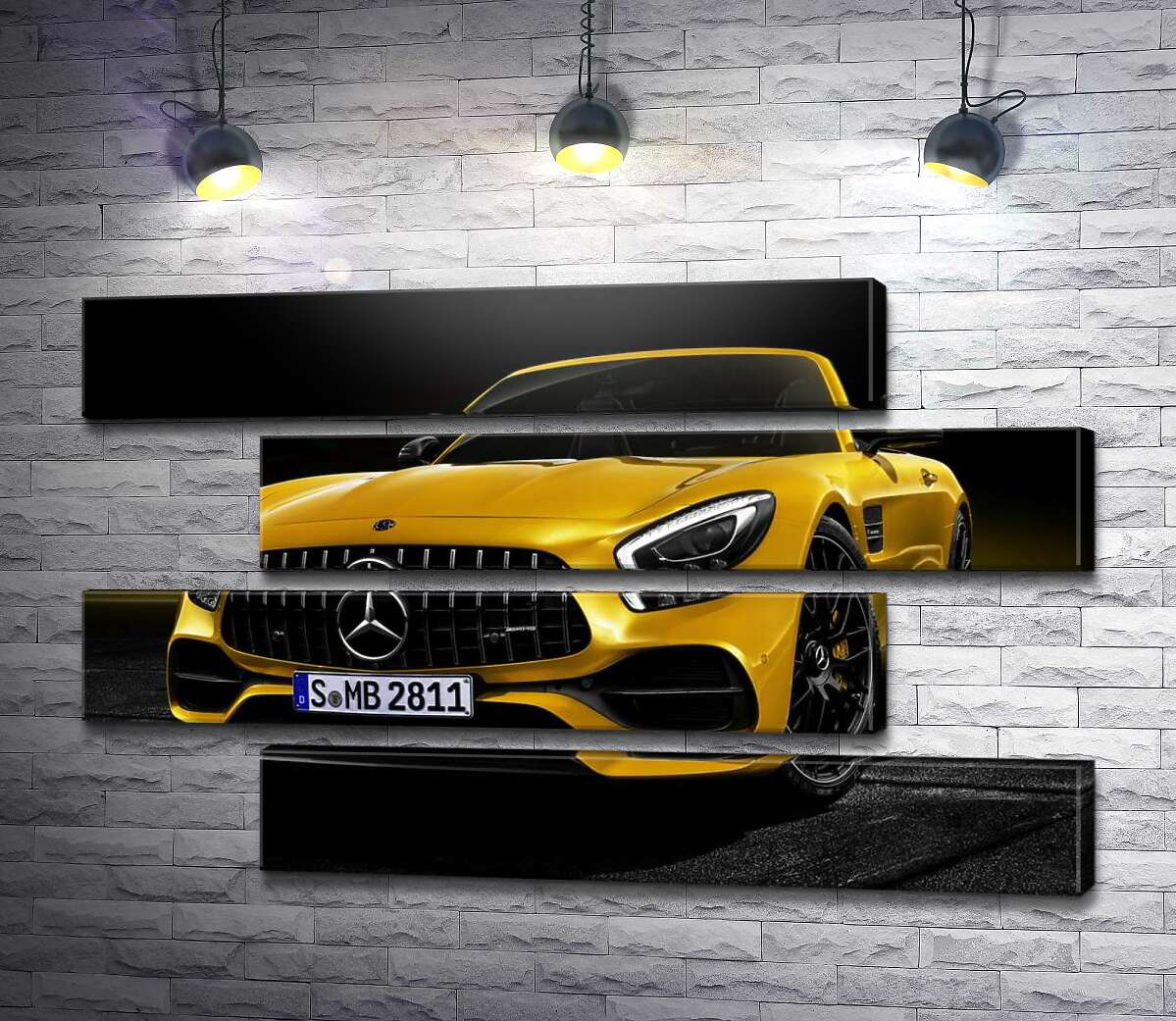 модульна картина Кабріолет Mercedes AMG GT S Roadster сяє золотом (Модуль №23)