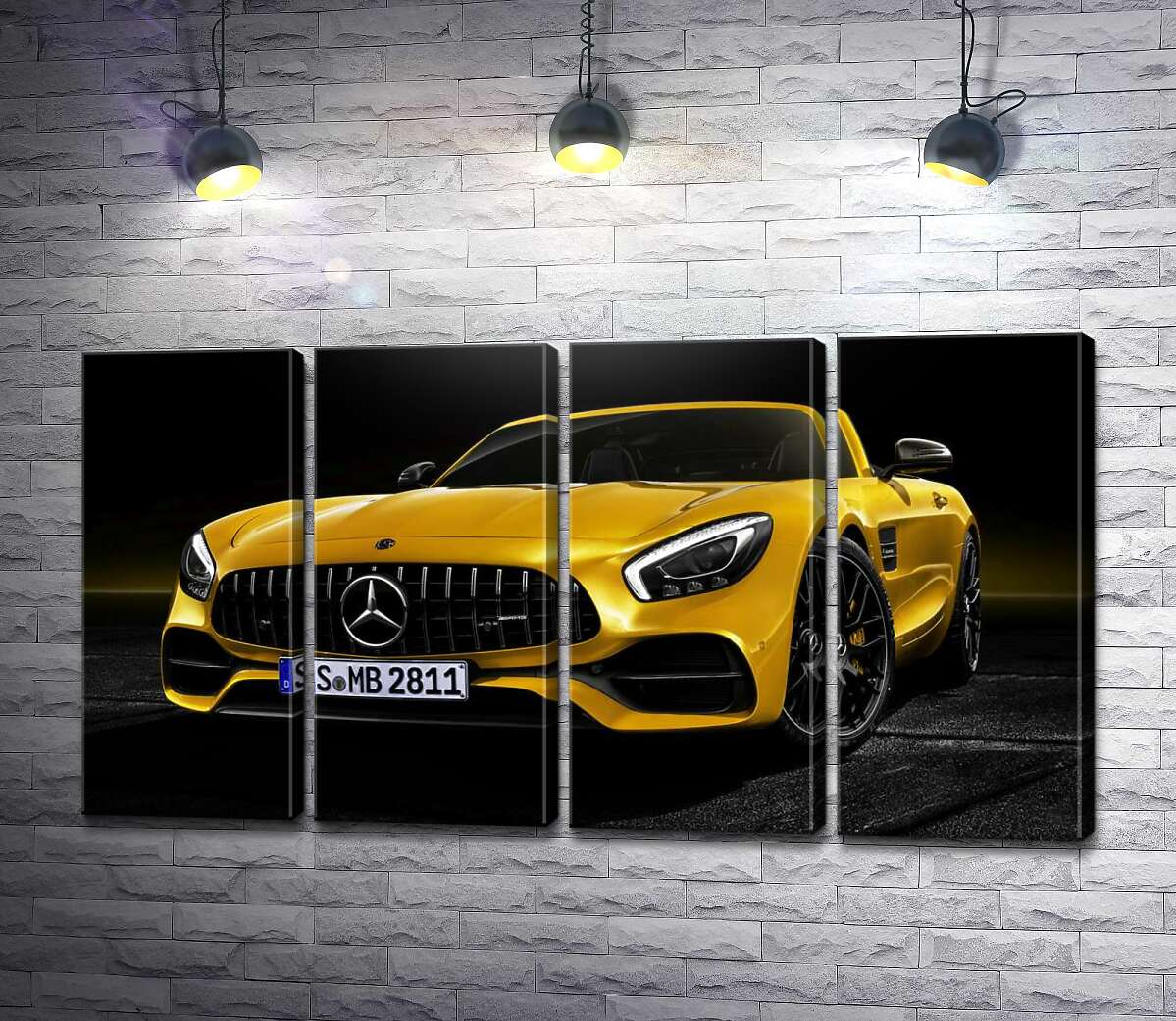 модульна картина Кабріолет Mercedes AMG GT S Roadster сяє золотом (Модуль №24)