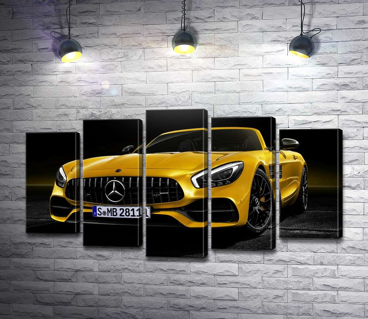 модульна картина Кабріолет Mercedes AMG GT S Roadster сяє золотом (Модуль №4)