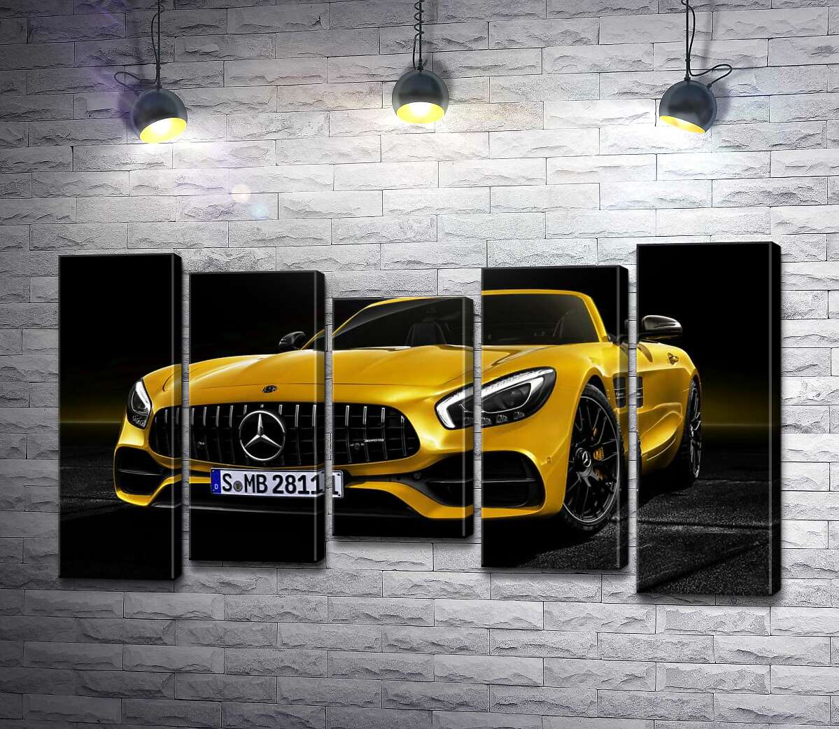 модульна картина Кабріолет Mercedes AMG GT S Roadster сяє золотом (Модуль №27)