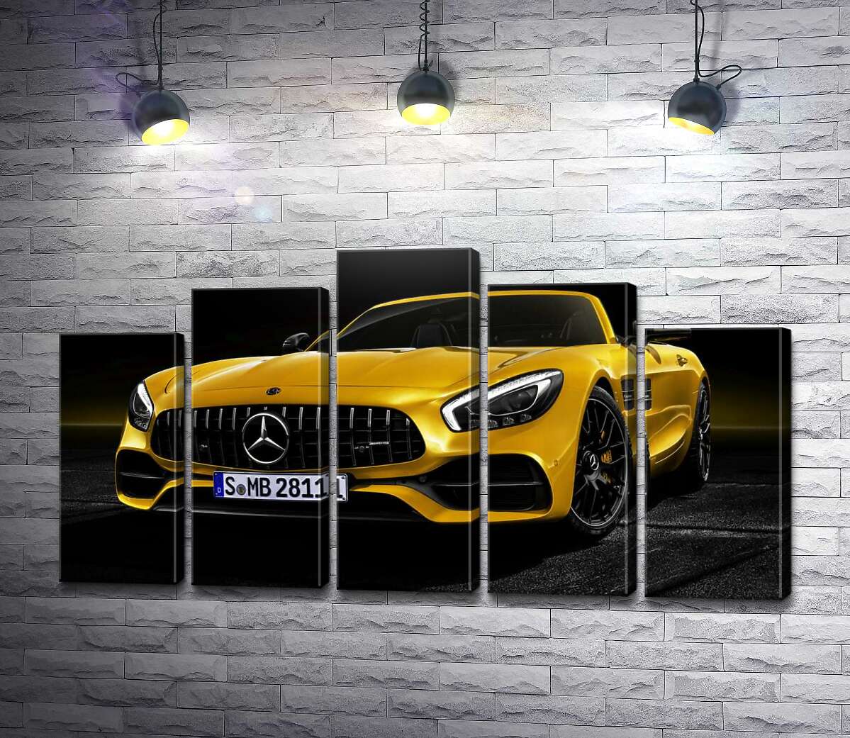 модульна картина Кабріолет Mercedes AMG GT S Roadster сяє золотом (Модуль №29)