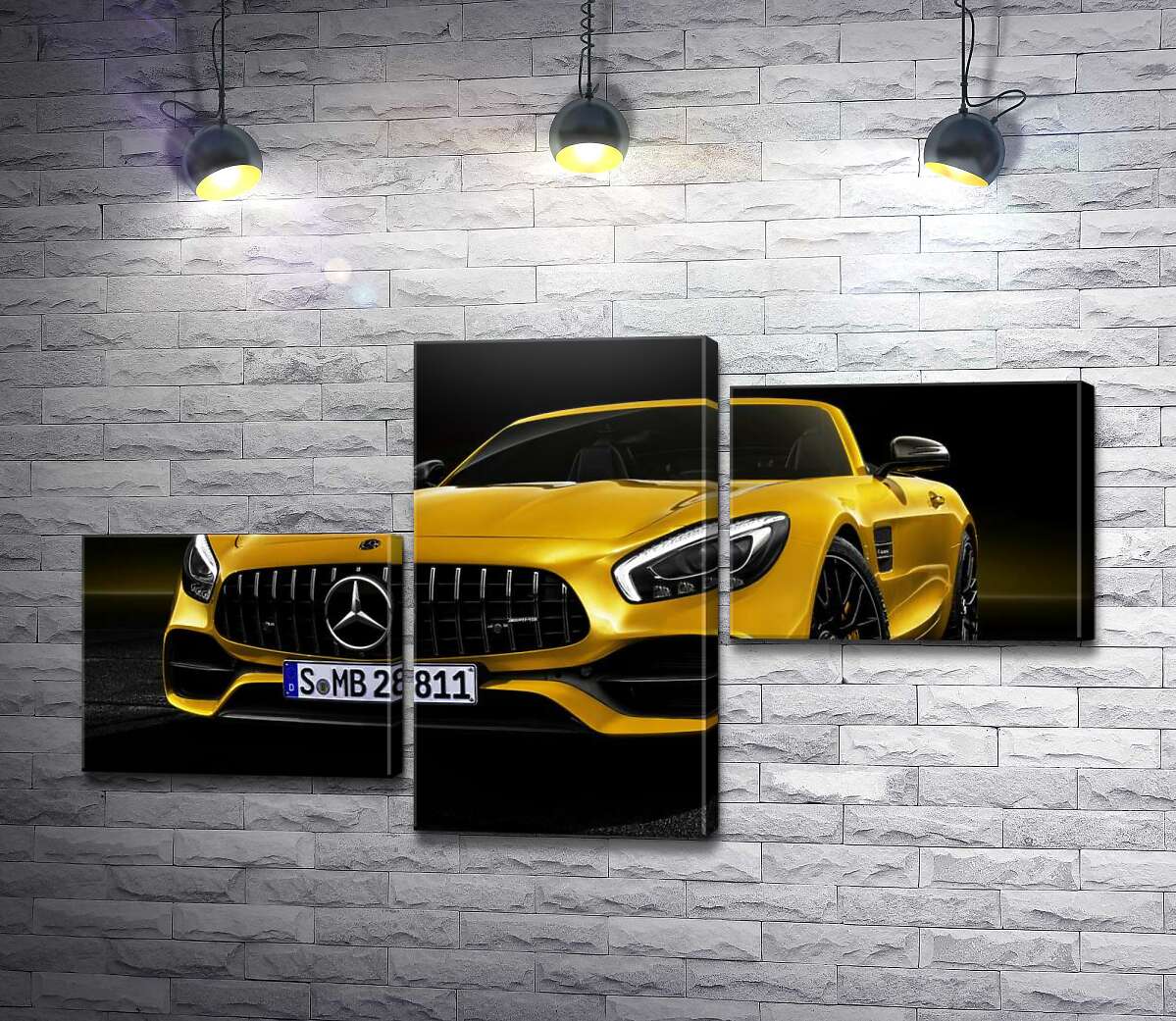 модульна картина Кабріолет Mercedes AMG GT S Roadster сяє золотом (Модуль №12)