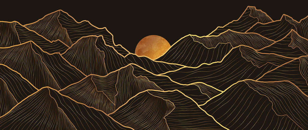 картина-постер Очертания гор в лучах заката