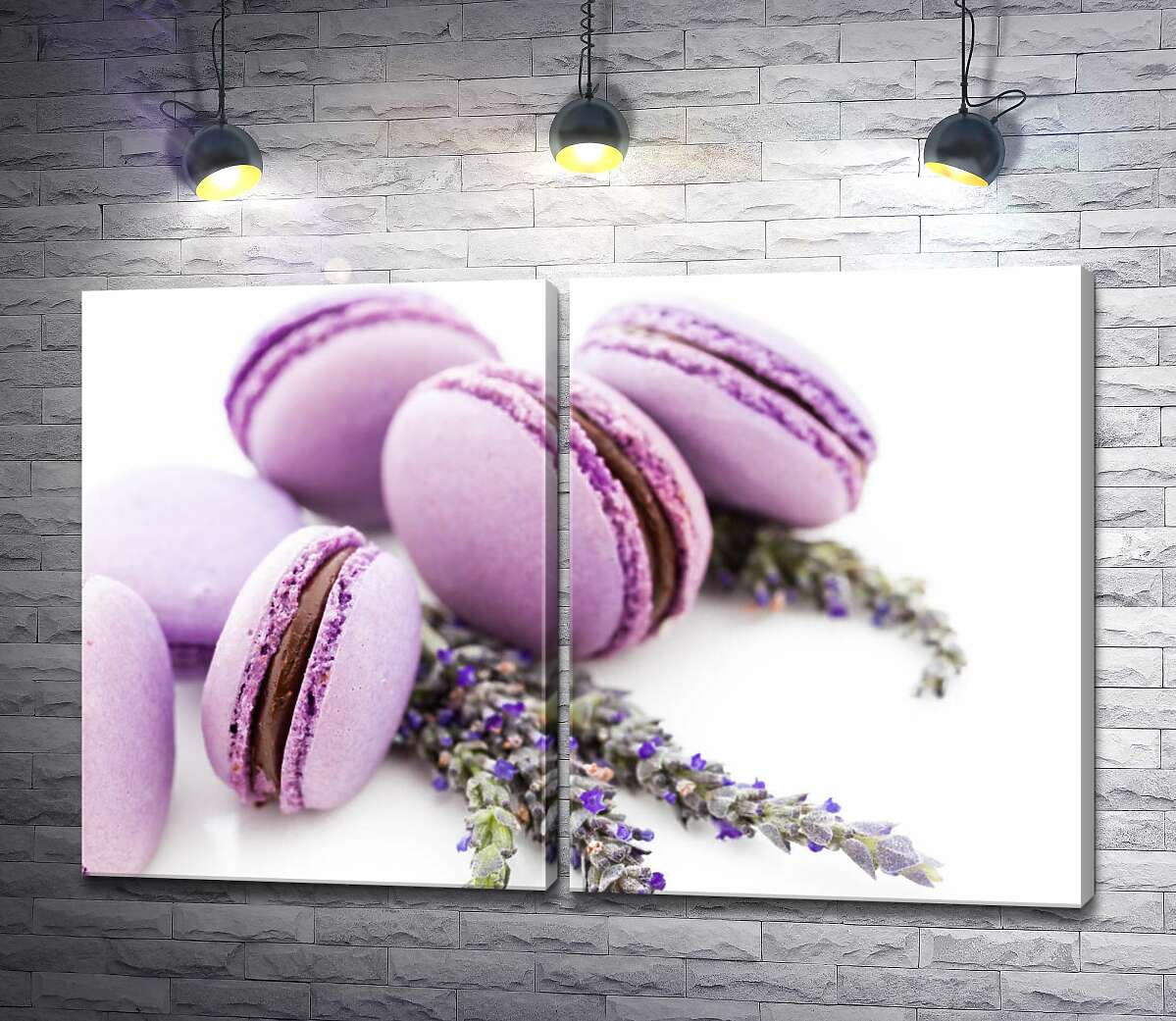 модульная картина Нежное лавандовое печенье макаронс
