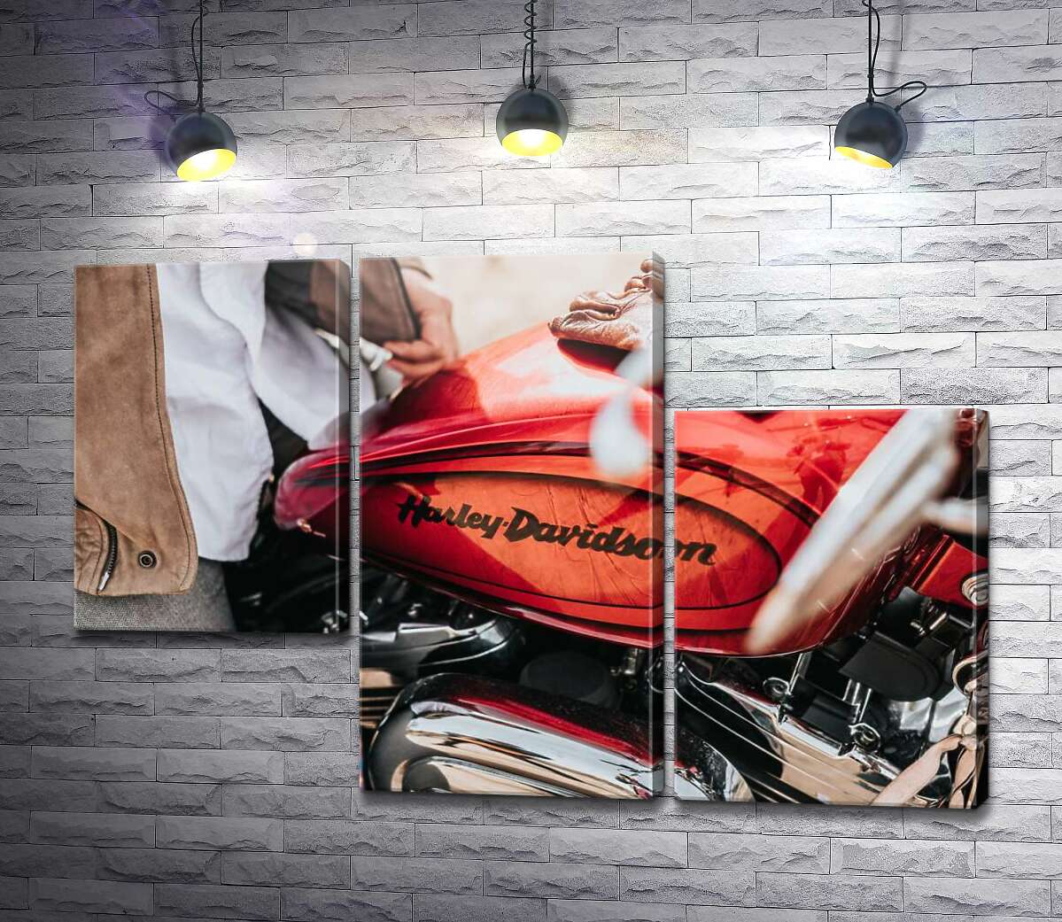 модульна картина Яскрава емблема на мотоциклі Harley-Davidson зблизька (Модуль №13)