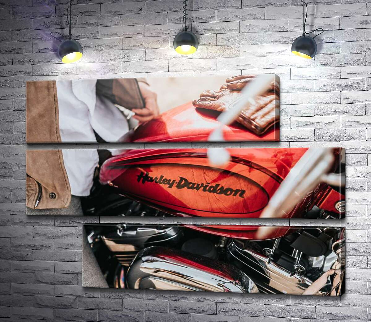 модульна картина Яскрава емблема на мотоциклі Harley-Davidson зблизька (Модуль №16)