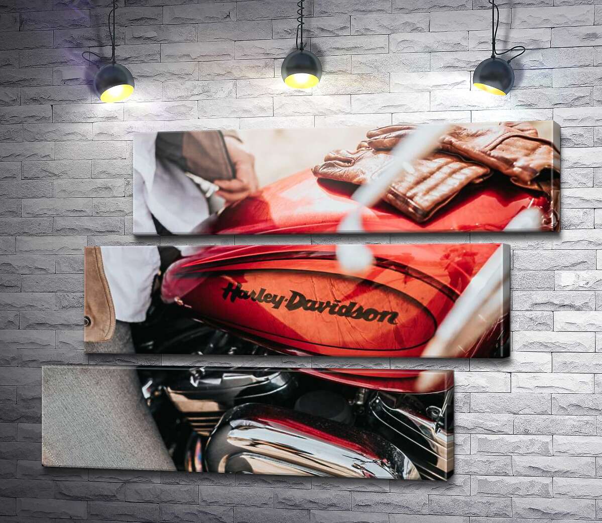 модульна картина Яскрава емблема на мотоциклі Harley-Davidson зблизька (Модуль №17)