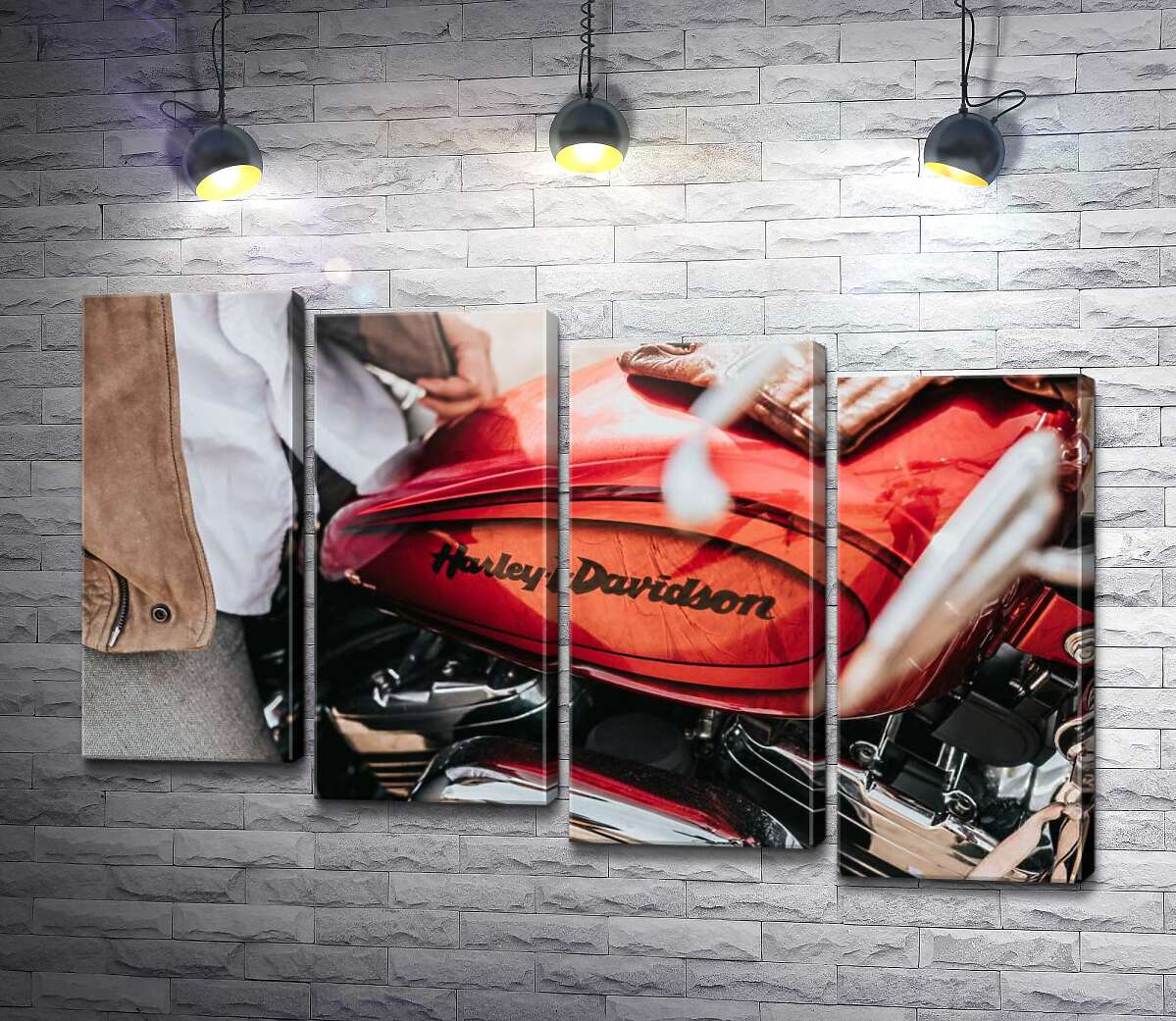 модульна картина Яскрава емблема на мотоциклі Harley-Davidson зблизька (Модуль №19)