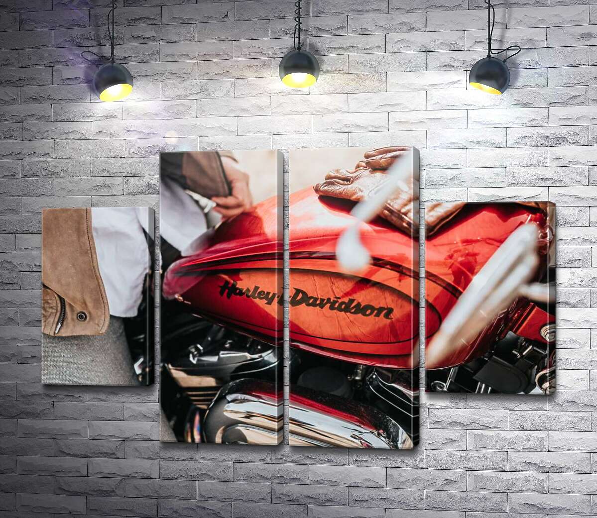 модульна картина Яскрава емблема на мотоциклі Harley-Davidson зблизька (Модуль №20)