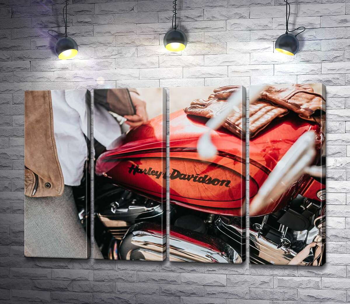 модульна картина Яскрава емблема на мотоциклі Harley-Davidson зблизька (Модуль №24)