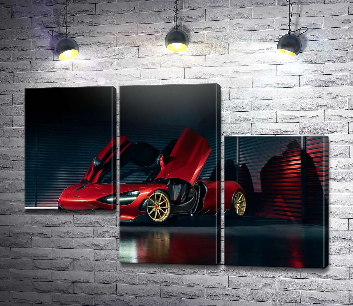 модульная картина Футуристический красный автомобиль McLaren 720S (Модуль №13)