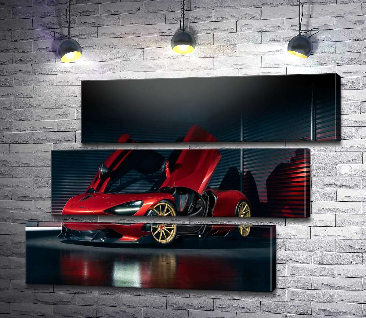 модульная картина Футуристический красный автомобиль McLaren 720S (Модуль №17)