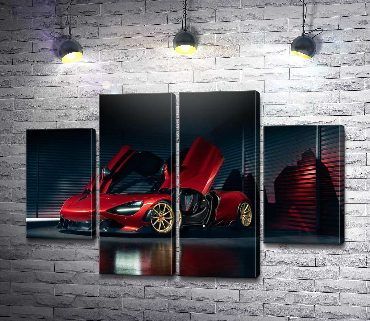 модульная картина Футуристический красный автомобиль McLaren 720S (Модуль №20)