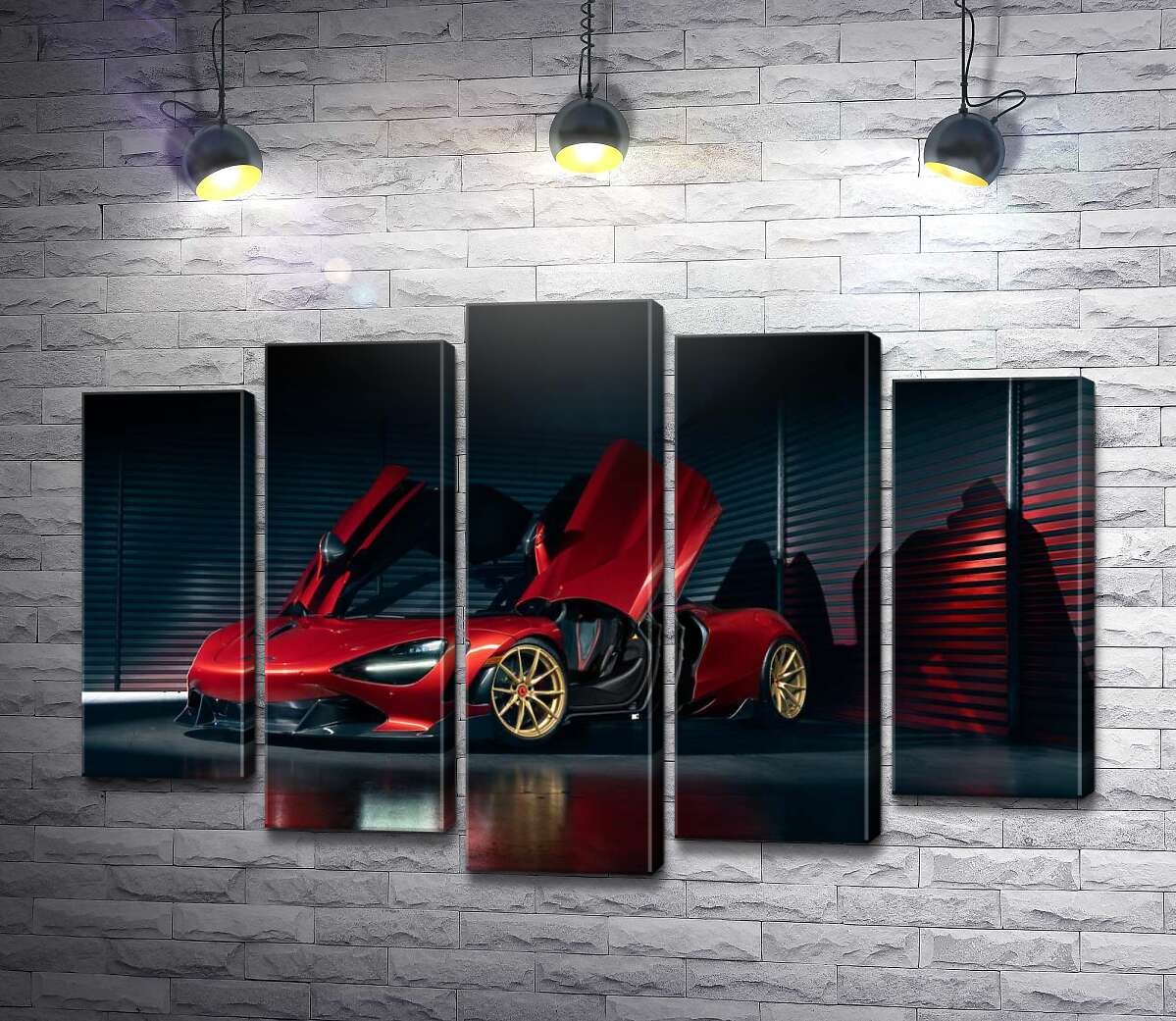 модульная картина Футуристический красный автомобиль McLaren 720S (Модуль №4)