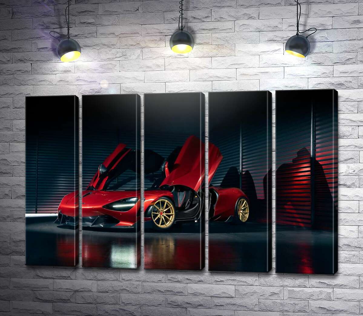 модульная картина Футуристический красный автомобиль McLaren 720S (Модуль №26)
