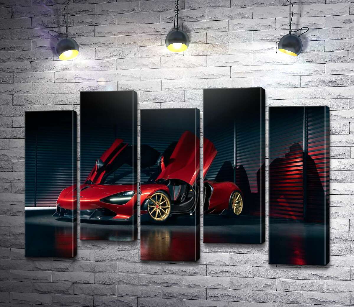 модульная картина Футуристический красный автомобиль McLaren 720S (Модуль №30)