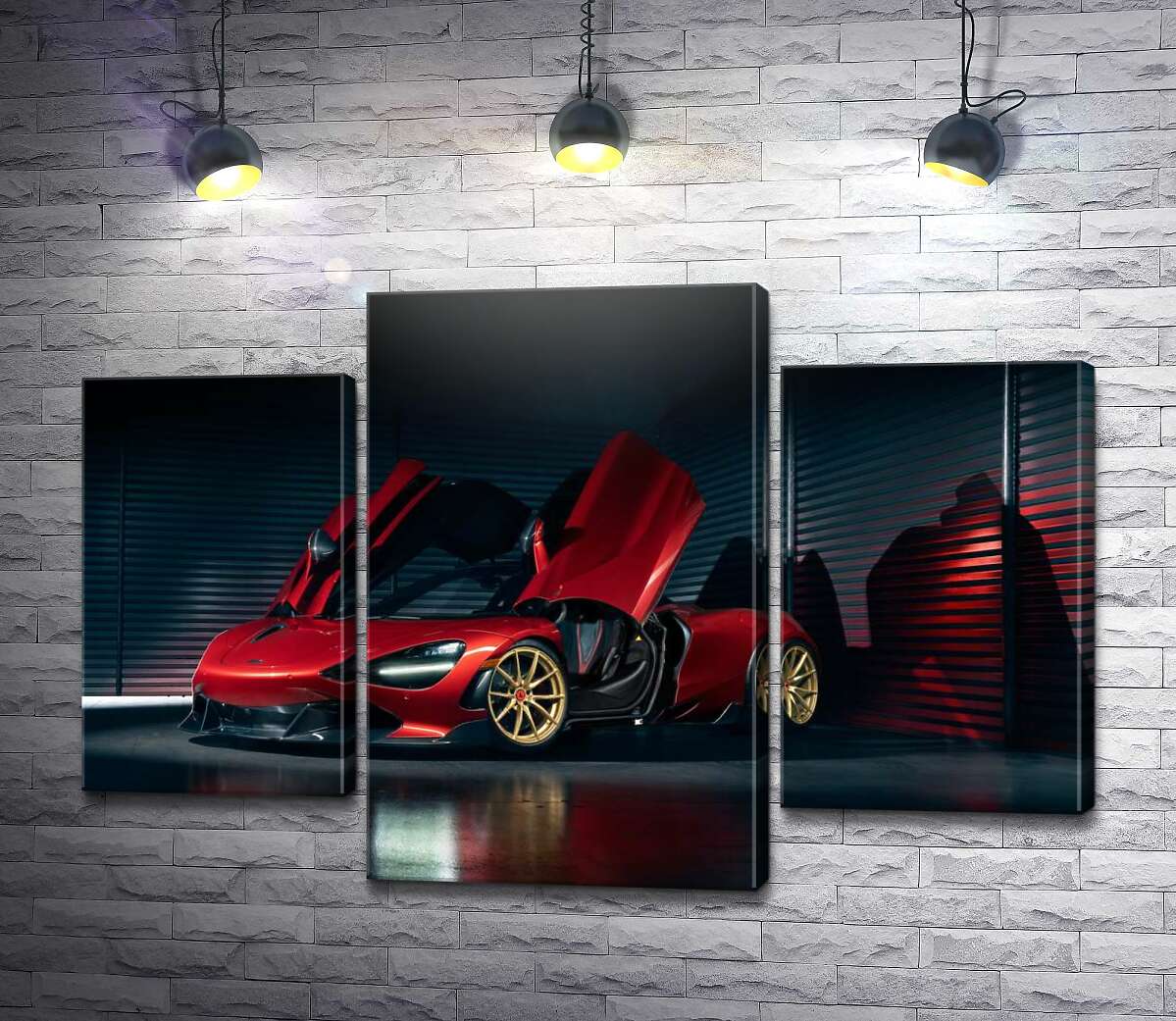 модульная картина Футуристический красный автомобиль McLaren 720S (Модуль №10)
