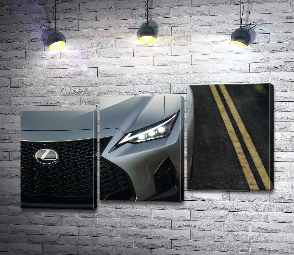 модульна картина Витончена фара сріблястого автомобіля Lexus IS 300 (Модуль №14)