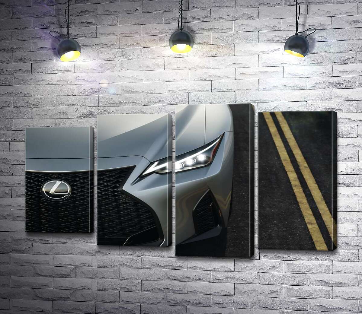 модульна картина Витончена фара сріблястого автомобіля Lexus IS 300 (Модуль №3)