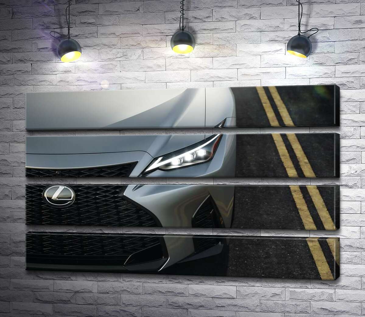 модульная картина Изящная фара серебристого автомобиля Lexus IS 300 (Модуль №22)