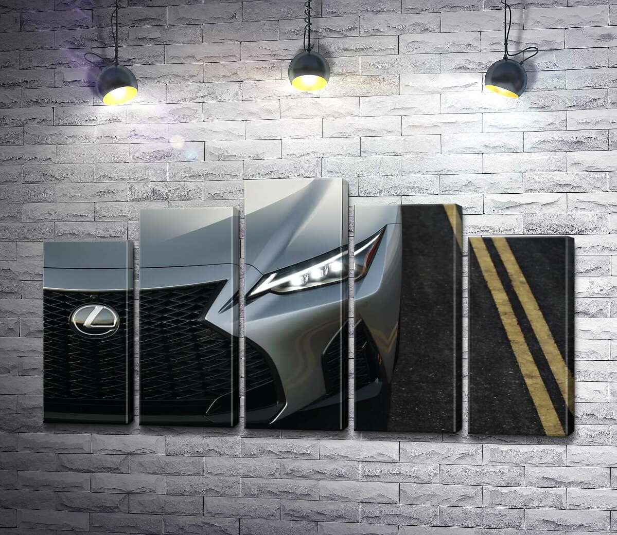 модульна картина Витончена фара сріблястого автомобіля Lexus IS 300 (Модуль №29)