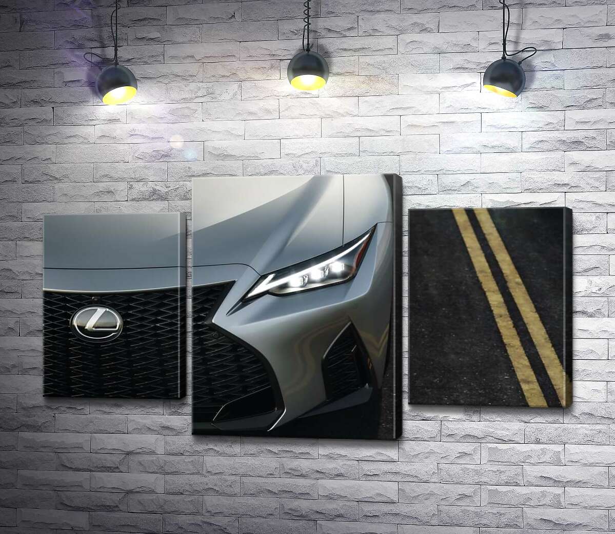 модульна картина Витончена фара сріблястого автомобіля Lexus IS 300 (Модуль №10)