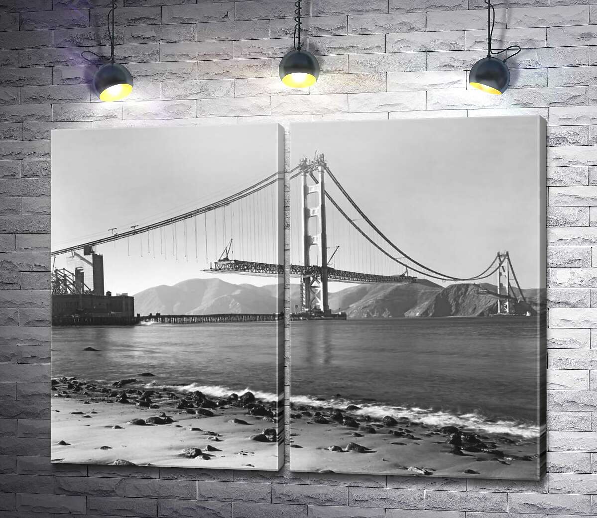 модульная картина Строительство моста Золотые ворота в Сан-Франциско