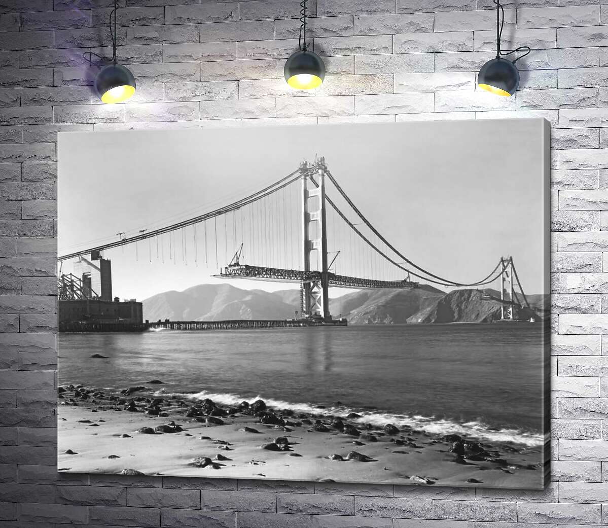 картина Строительство моста Золотые ворота в Сан-Франциско