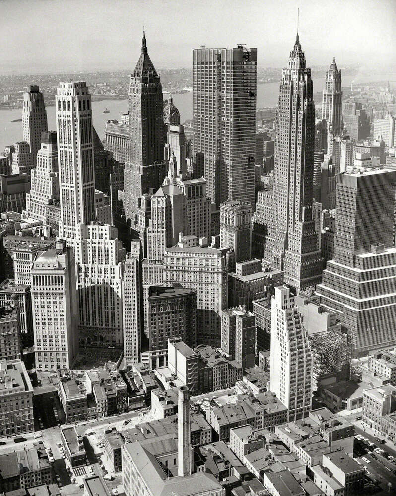 картина-постер Нью-Йорк прошлого века с высоты птичьего полёта