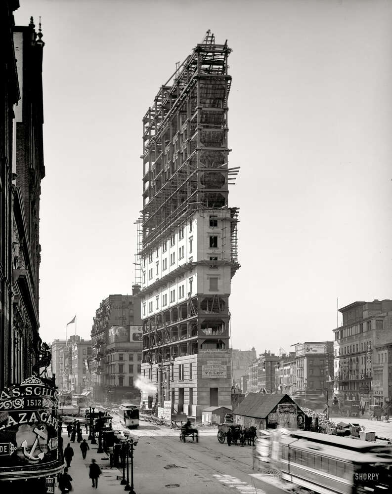 картина-постер Строительство знаменитого здания One Times Square в центре Манхэттена