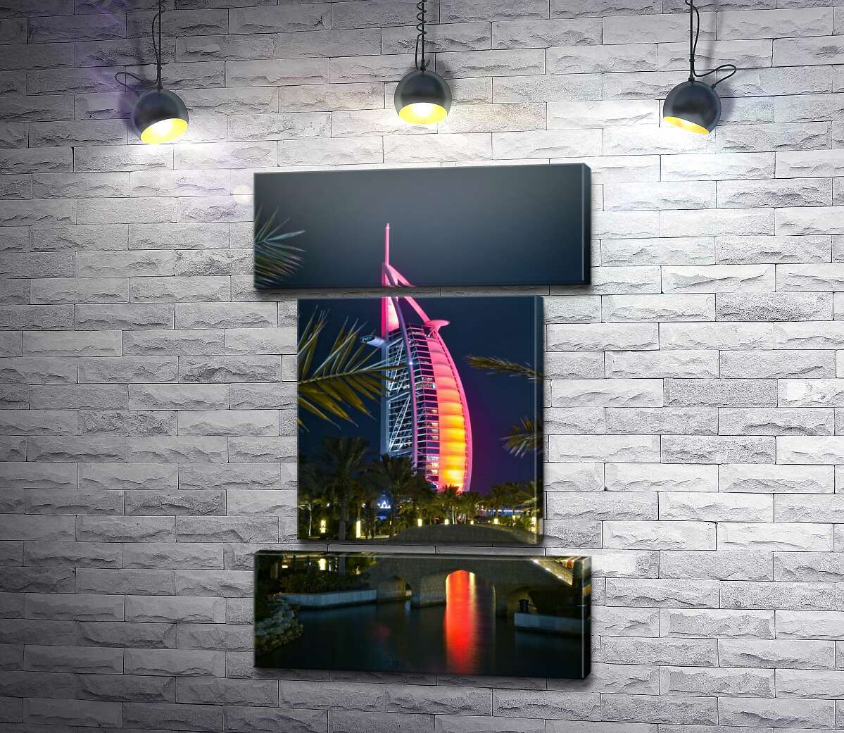 модульна картина Нічний вид на яскраве вітрило готелю Burj Al Arab (Модуль №18)