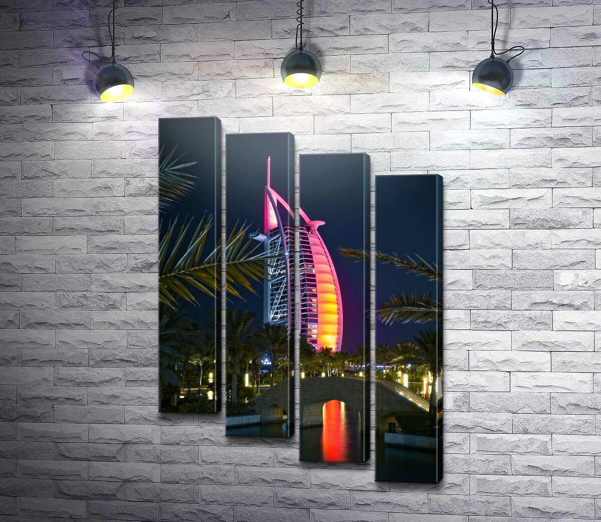 модульная картина Ночной вид на яркий парус отеля Burj Al Arab (Модуль №19)