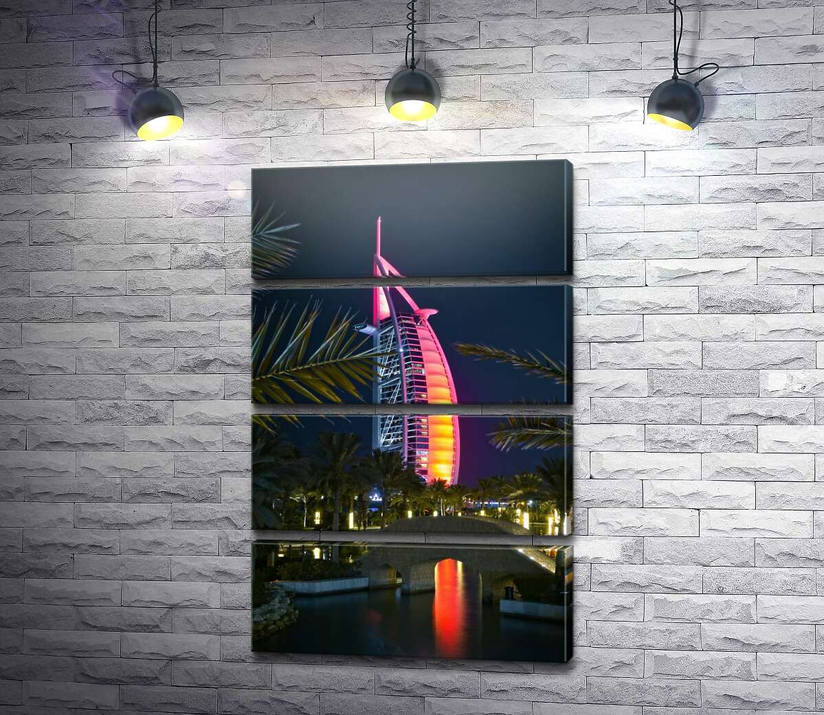 модульна картина Нічний вид на яскраве вітрило готелю Burj Al Arab (Модуль №22)