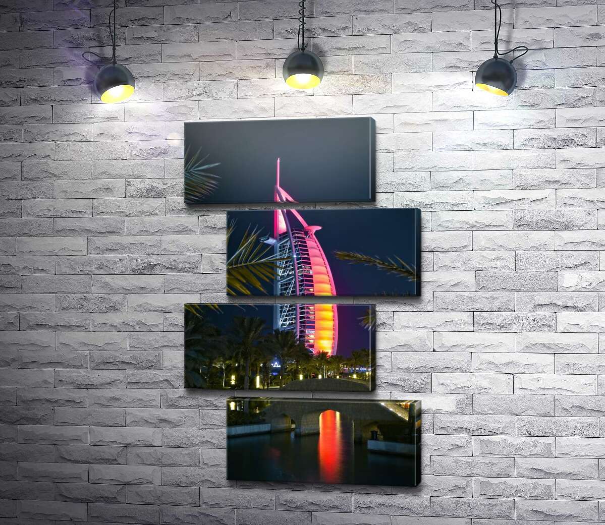 модульная картина Ночной вид на яркий парус отеля Burj Al Arab (Модуль №23)