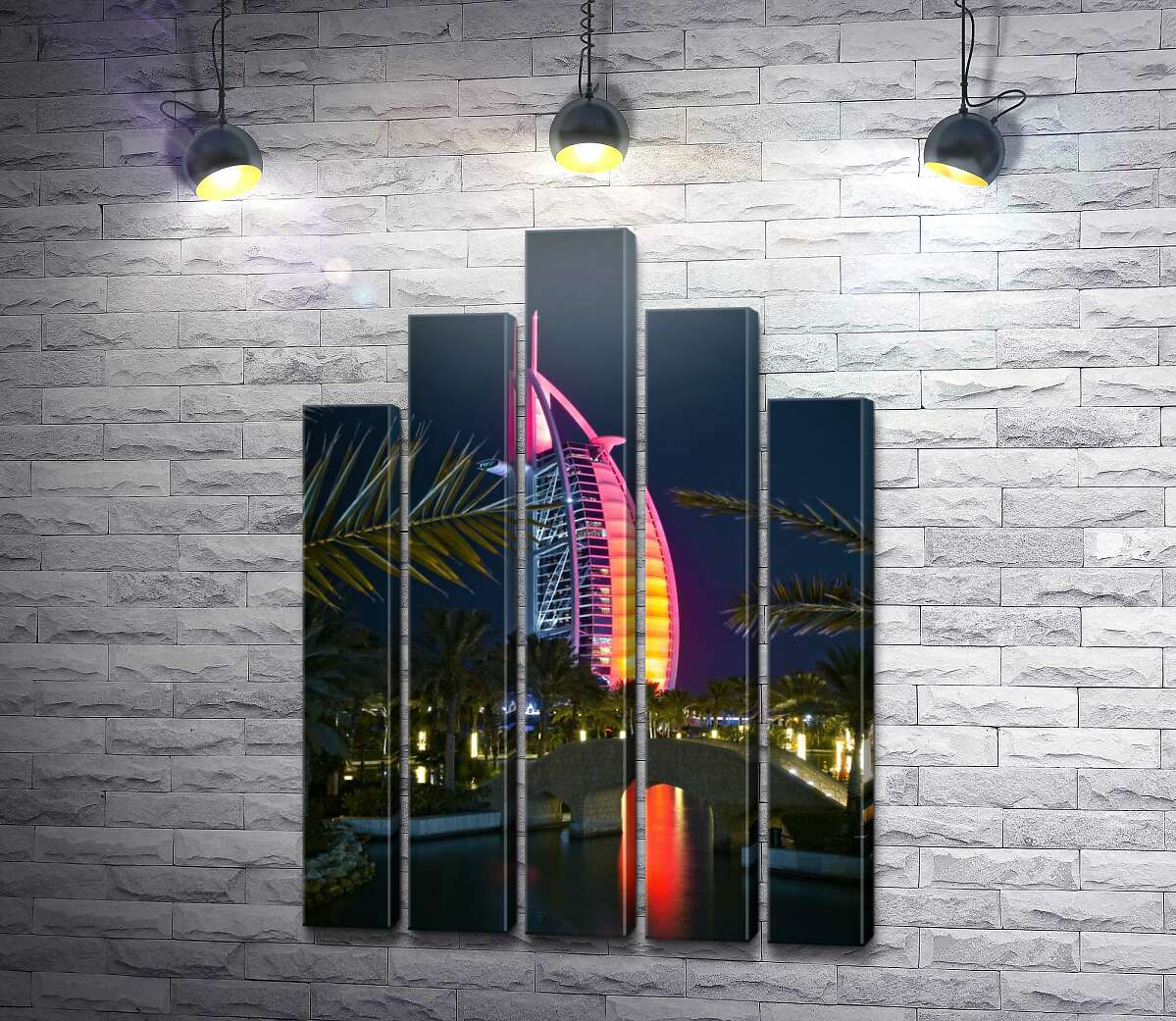 модульная картина Ночной вид на яркий парус отеля Burj Al Arab (Модуль №29)
