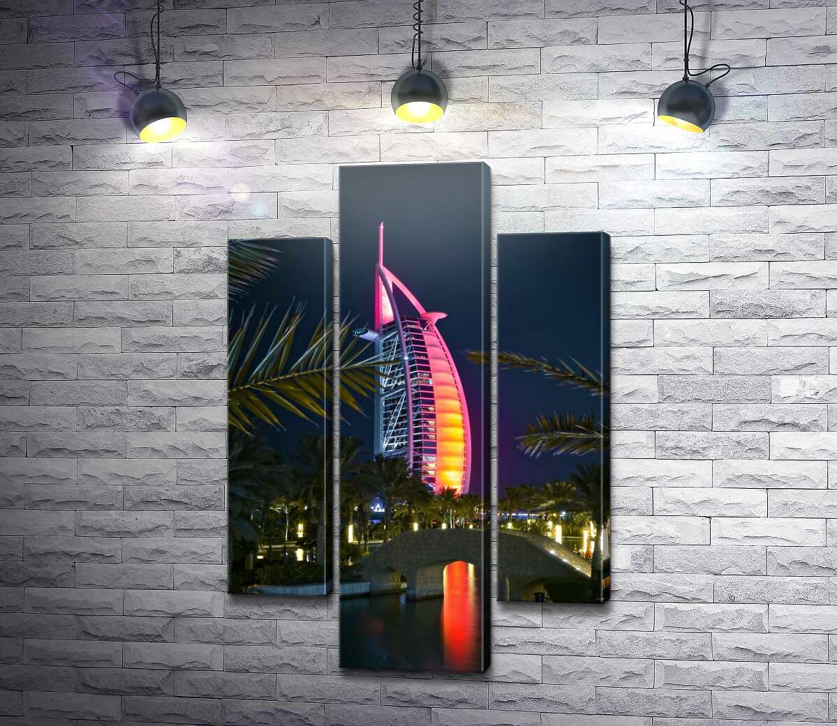 модульная картина Ночной вид на яркий парус отеля Burj Al Arab (Модуль №10)