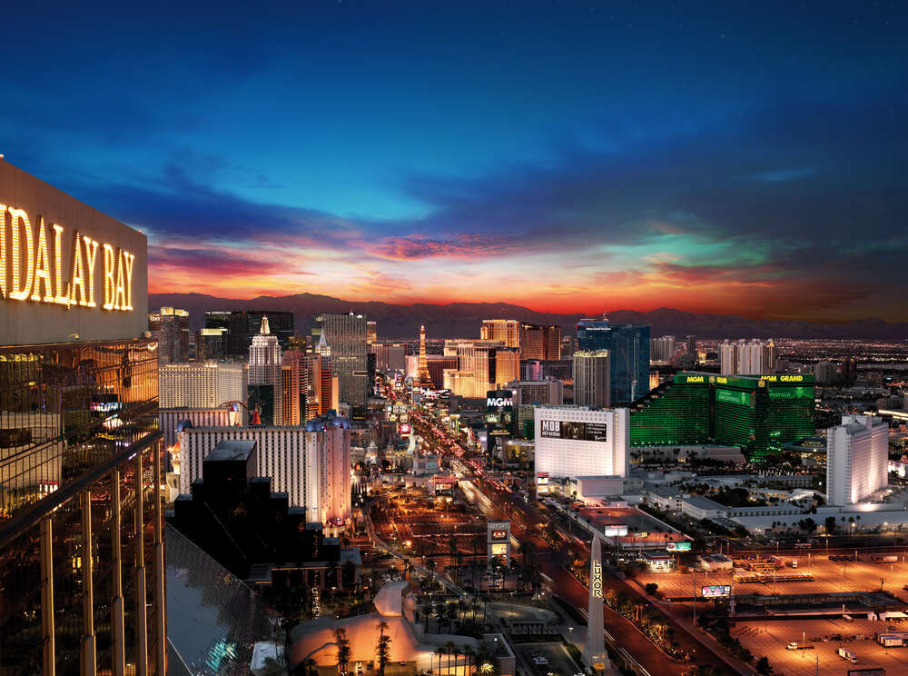 картина-постер Вид на вечерний сияющий Лас-Вегас