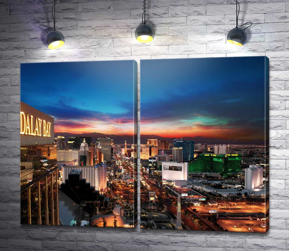 модульная картина Вид на вечерний сияющий Лас-Вегас