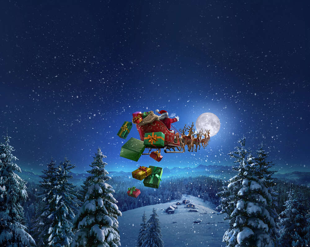 картина-постер Неуклюжий Санта теряет подарки