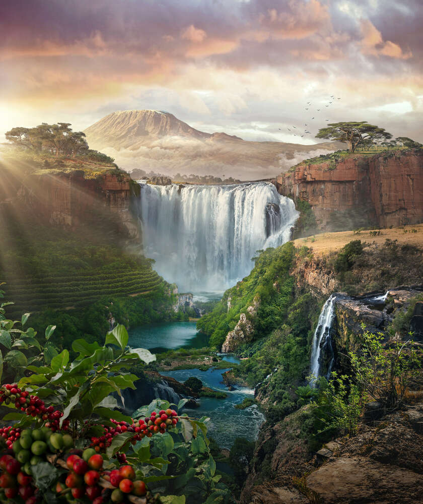 картина-постер Водопад в райском уголке Танзании