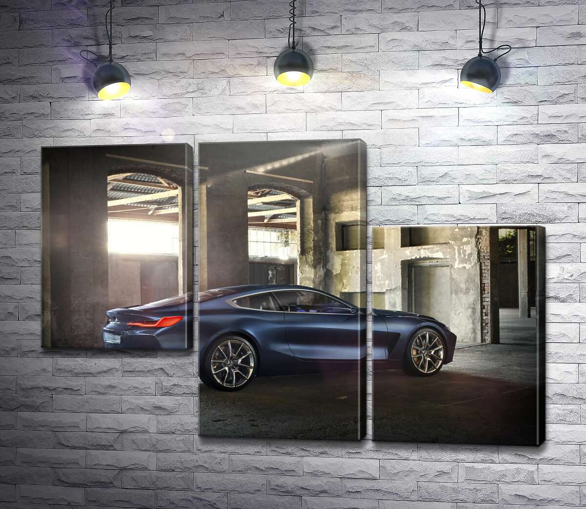 модульная картина Стильный синий автомобиль BMW 8 (Модуль №13)