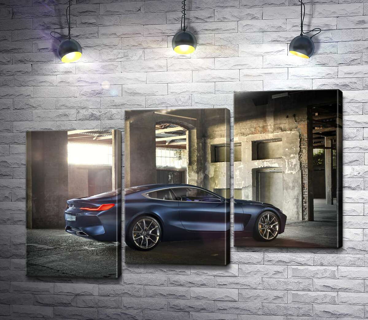 модульная картина Стильный синий автомобиль BMW 8 (Модуль №14)