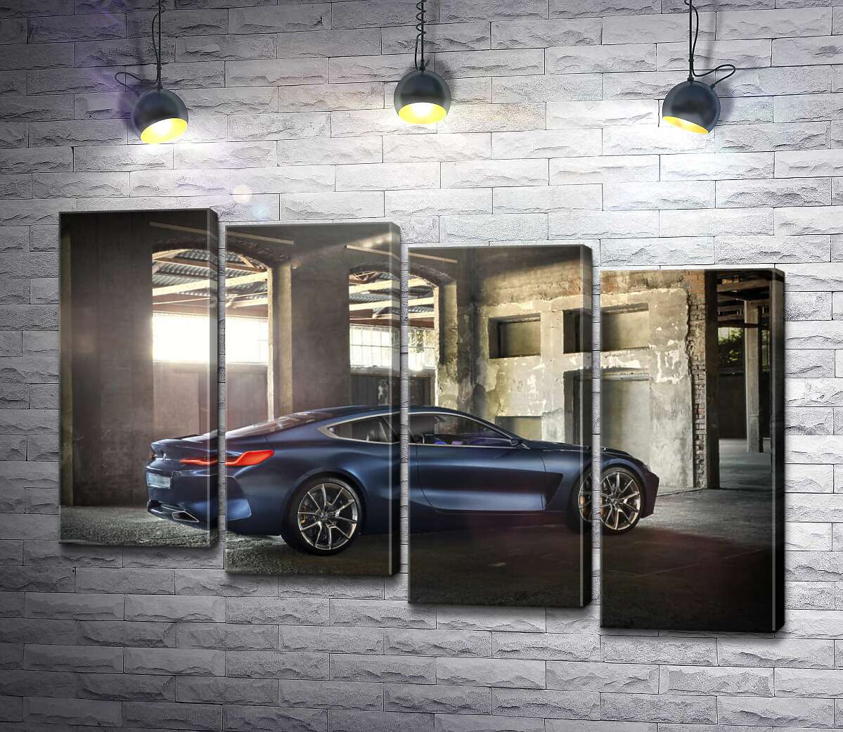 модульна картина Стильний синій автомобіль BMW 8 (Модуль №19)
