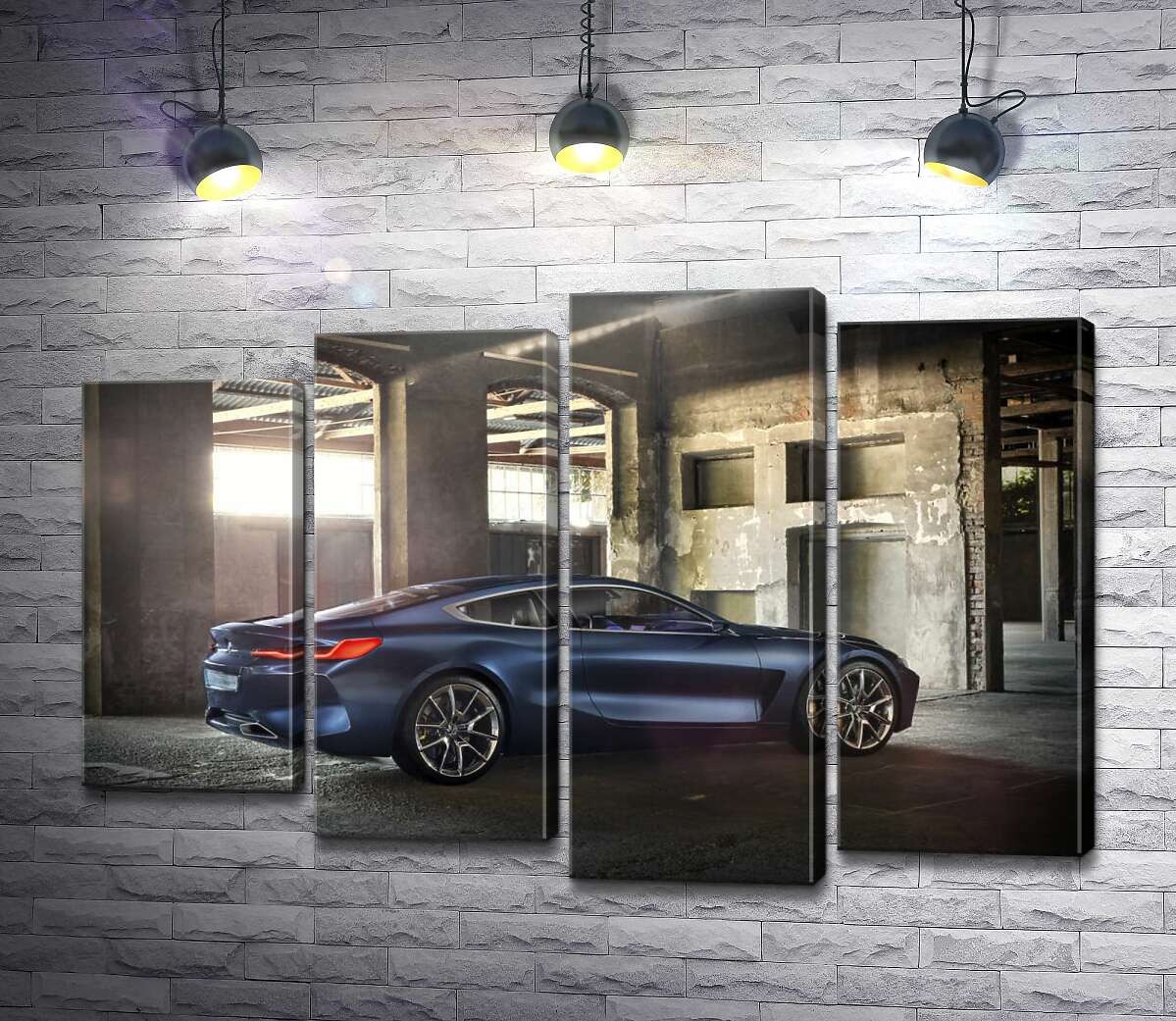 модульная картина Стильный синий автомобиль BMW 8 (Модуль №3)