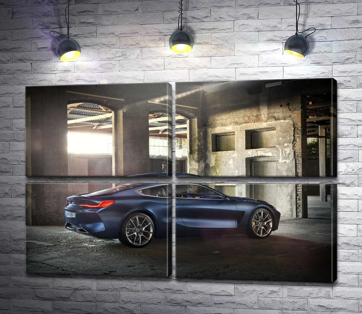 модульна картина Стильний синій автомобіль BMW 8 (Модуль №25)