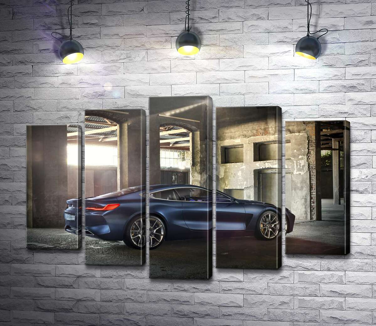 модульна картина Стильний синій автомобіль BMW 8 (Модуль №4)