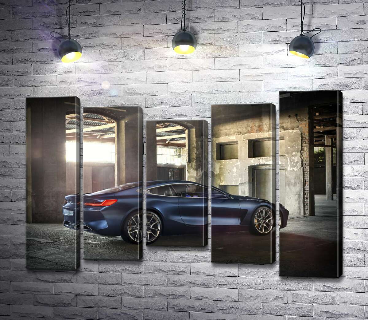 модульная картина Стильный синий автомобиль BMW 8 (Модуль №27)