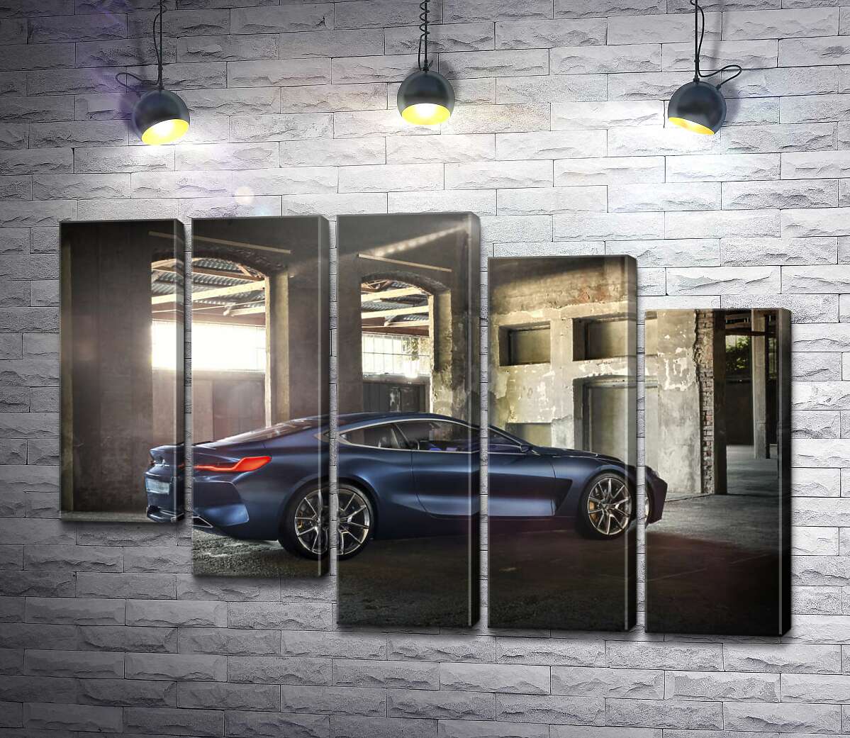 модульная картина Стильный синий автомобиль BMW 8 (Модуль №28)