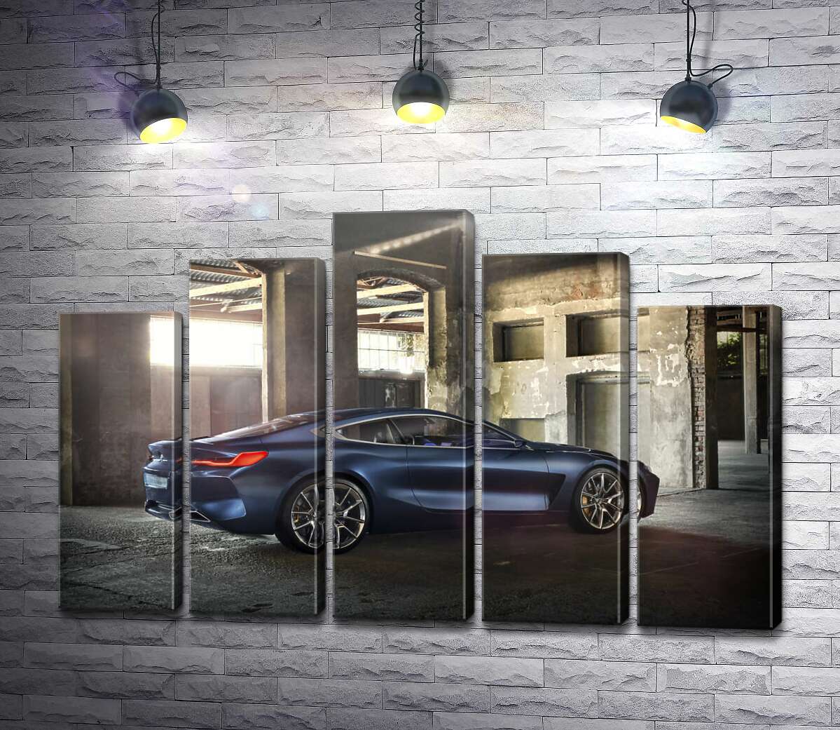 модульная картина Стильный синий автомобиль BMW 8 (Модуль №29)