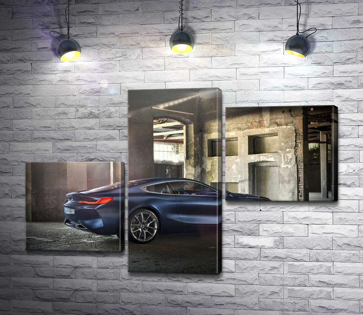 модульная картина Стильный синий автомобиль BMW 8 (Модуль №12)